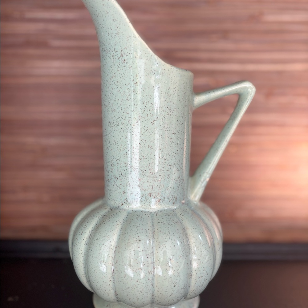 McCoy Brush Elegant green Speckled Ceramic Pitcher vintage MCM
